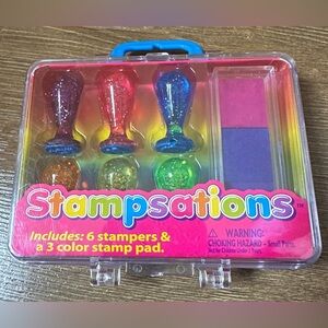 NWT Lisa Frank Vintage Set of 6 Mini Stamps Stampsations w/ Case and Stamp Pad